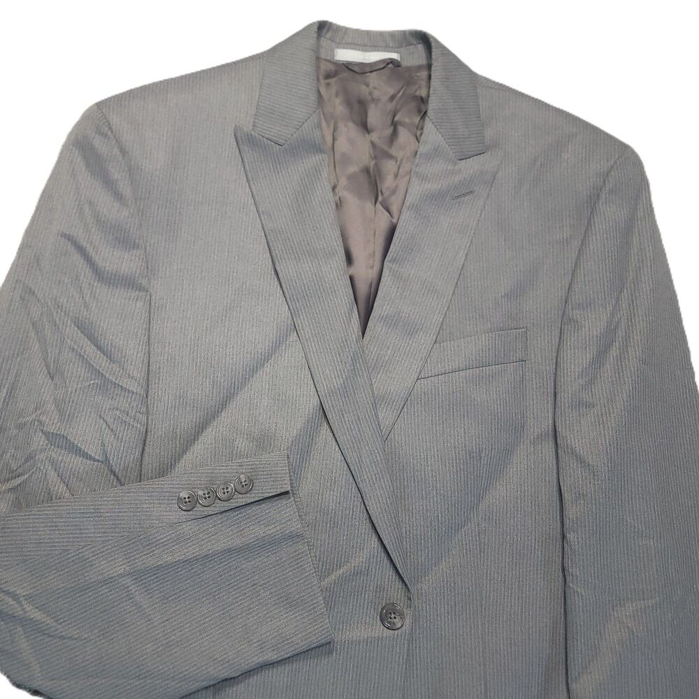 Michael Kors Mens 44L Blazer Gray Striped Sport Coat Suit Jacket Two Button